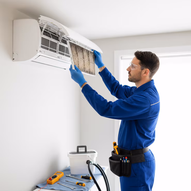 Commercial AC cleaning detail