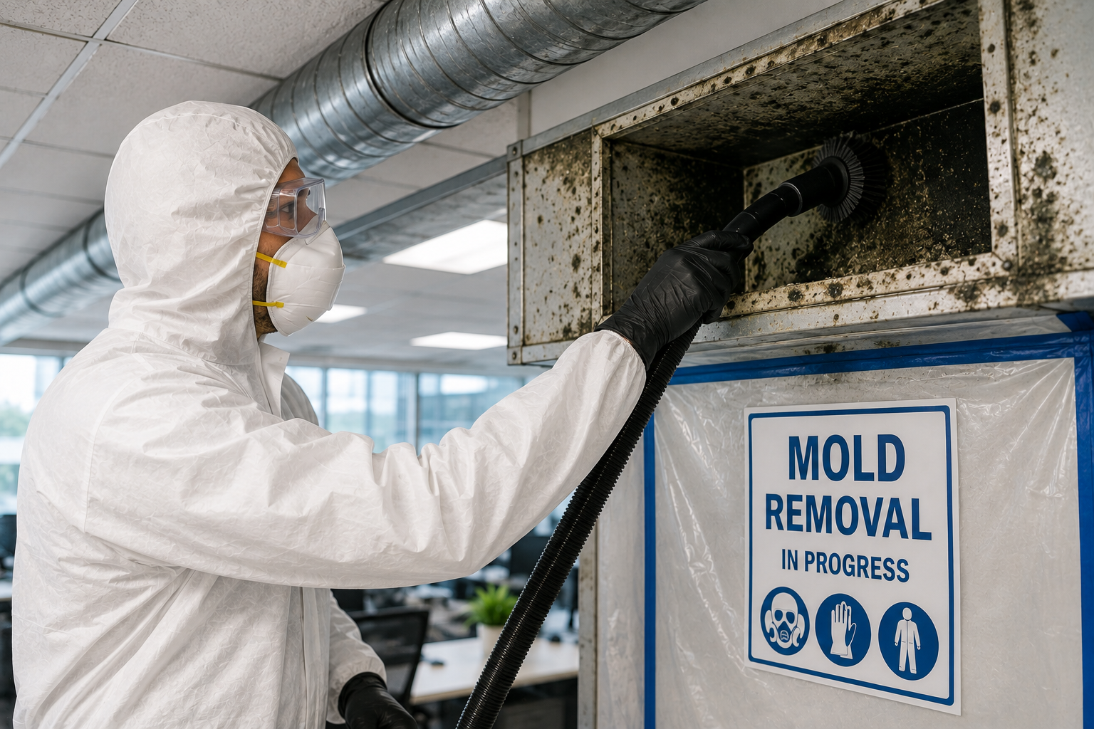 Professional mold remediation detail