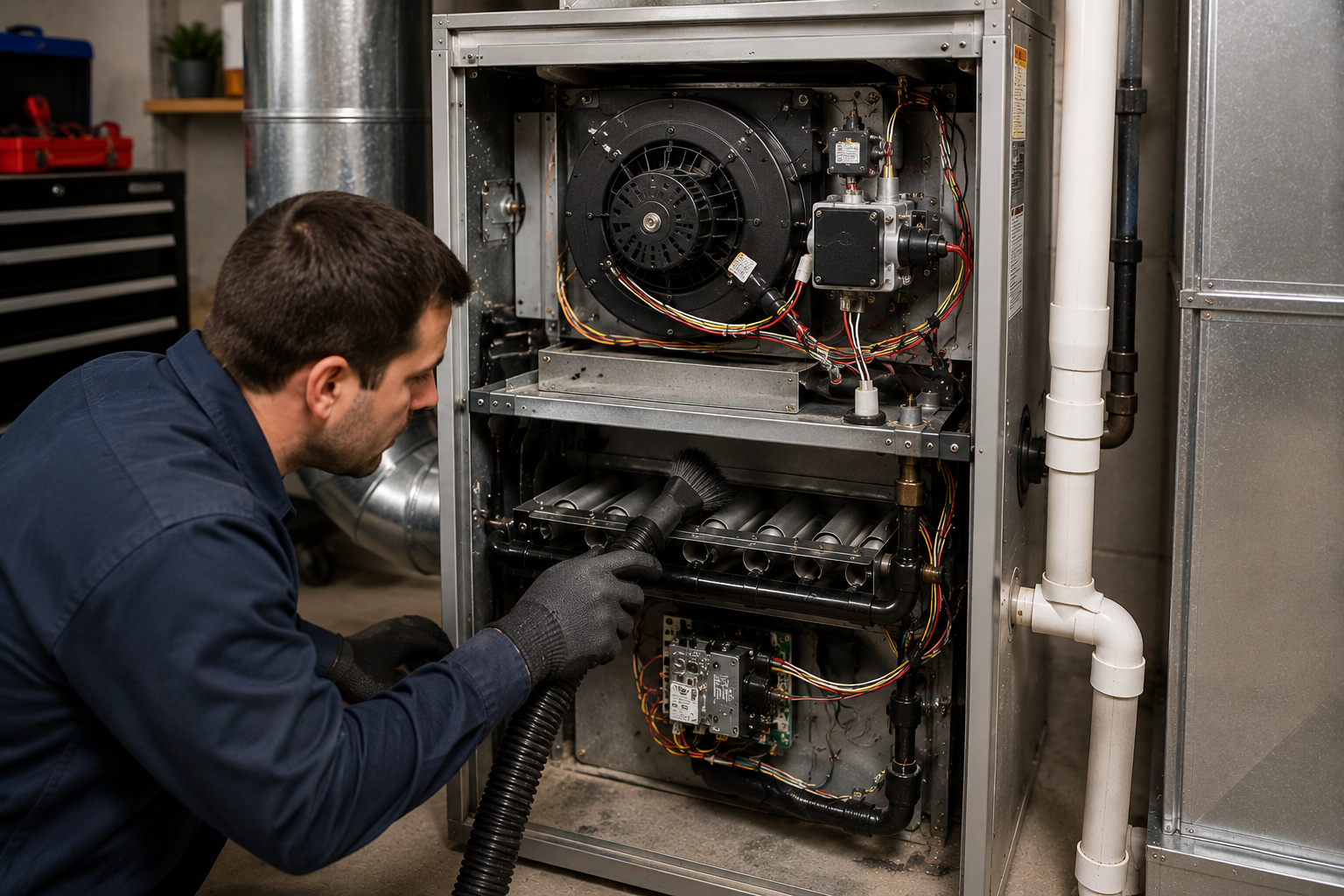 Professional furnace cleaning process in Sachse Texas